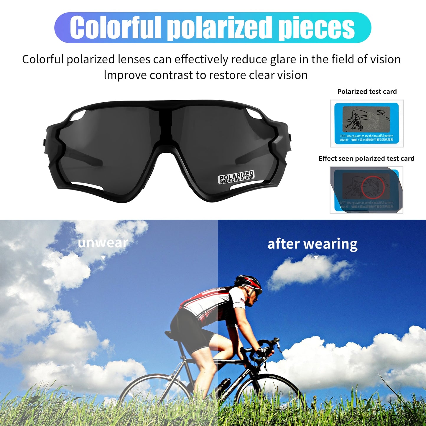 Kapvoe Polarized  Mountain Bike Sports Bicycle Photochromic Cycling Sunglasses Gafas Ciclismo MTB Cycling Eyewear Sunglasses